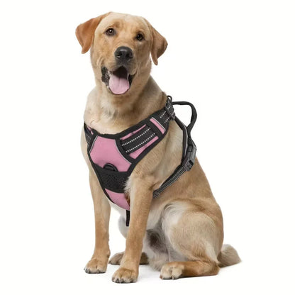 Dog Harness No Pull with 2 Leash Clips, Adjustable Soft Padded, Reflective Oxford No Choke Pet Vest with Easy Control Handle PawsnHeart