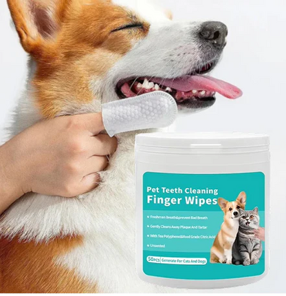 Natural Pet Dental Finger Wipes 50 Pcs PawsMagics