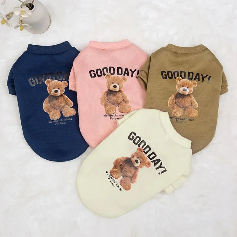 Dogs Winter Cute Clothes - Warm Puppy Pullover Sweatshirt with Bear Pattern