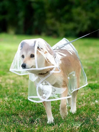 Dogs going out, transparent waterproof raincoat with hat pet raincoat PawsnHeart