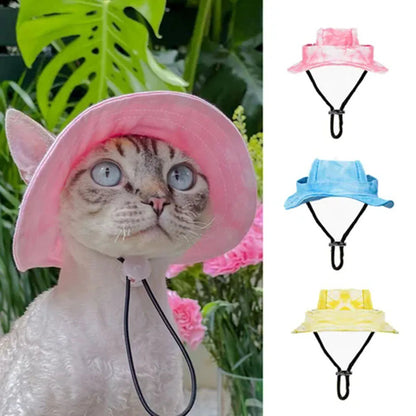 Small Dog Cat Hats Cat Cowboy Hat with Ear Holes Tiny Pet Birthday Party Costume Cat Headwear Puppy Dog Kitten Hat Chihuahua Cap PawsnHeart