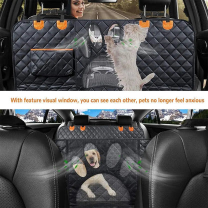 Dog Car Seat Cover for Back Seat, 100% Waterproof Dog Car Hammock with Visual Mesh Window and Side Zipper Car Seat & Door Protec PawsMagics