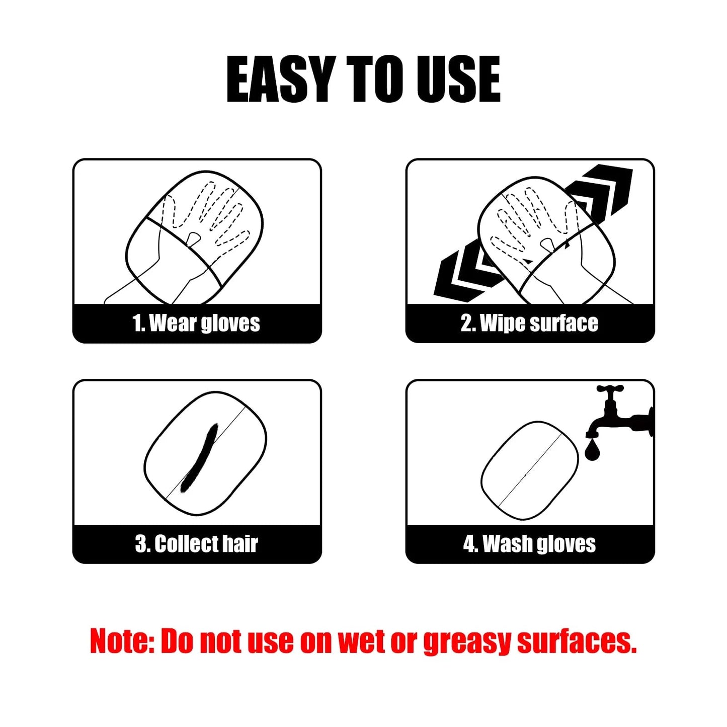 Pet Hair Removal Tool Reusable Static Removal Gloves, Double-Sided Grooming Gloves for Pets, Removes Pet Fur Hair for Carpets WagsPaws