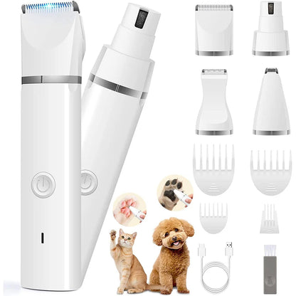 Dog&Cat lippers Grooming Kit Hair Clipper Low Noise Paw Trimmer Rechargeable Cordless Quiet Nail Grinder Shaver For  Pets PawsnHeart