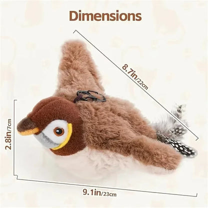 2 Styles Interactive Cat Toy Flapping Bird With Catnip Rechargeable Bird Cat Toys Touch Activated Fluffy Plush Toys For Cats PawsnHeart