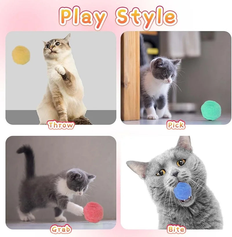 Cat Toys Interactive Launch Training Toy For Pet Kitten Creative Mini Shooting Gun Games Stretch Plush Ball Toys Pet Supplies PawsMagics