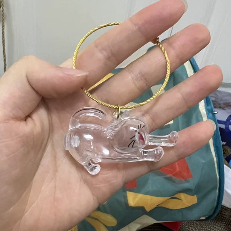 New Cute Cat Hair Storage Box Keychains Bag Hanging Pendant Pet Hair Fur Transparent Creative Souvenir Pet Memorial Ideal Gifts PawsnHeart