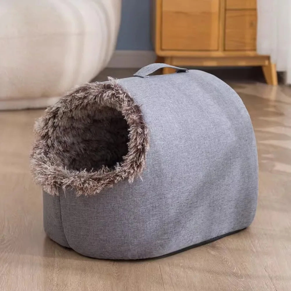 New Warm Winter Cat Bed Wrap Integrated Cat House Comfort with Handle Pet Cave Cats Dogs Furniture PawsnHeart