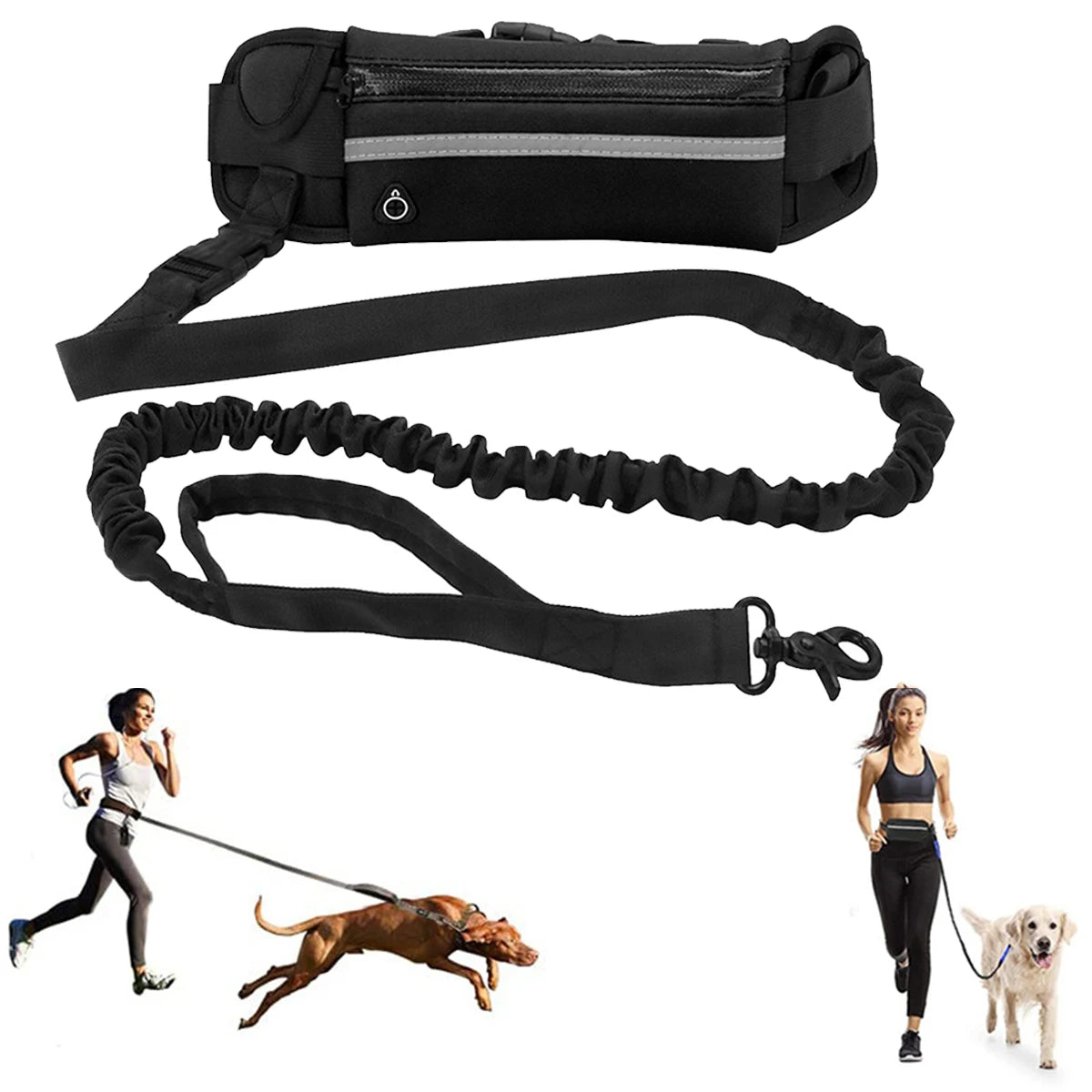 Hands Free Dog Leash Reflective Leash with Waist Bag Retractable Elastic Belt Dog Traction Rope for Running Walking Pet Products PawsnMagic
