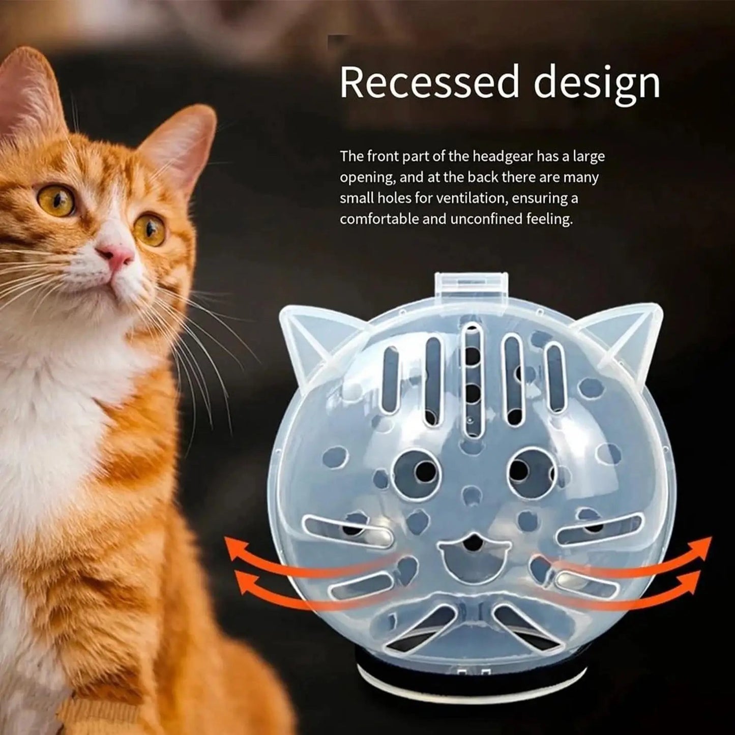 Transparent Breathable Cat Bubble Muzzle & Face Cover - for Bathing, Nail Trimming, Shedding, Bite Prevention, Behavior Training PawsnHeart
