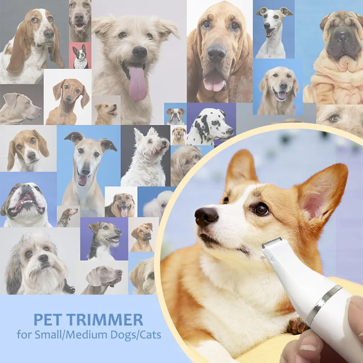 Dog&Cat lippers Grooming Kit Hair Clipper Low Noise Paw Trimmer Rechargeable Cordless Quiet Nail Grinder Shaver For  Pets PawsnHeart