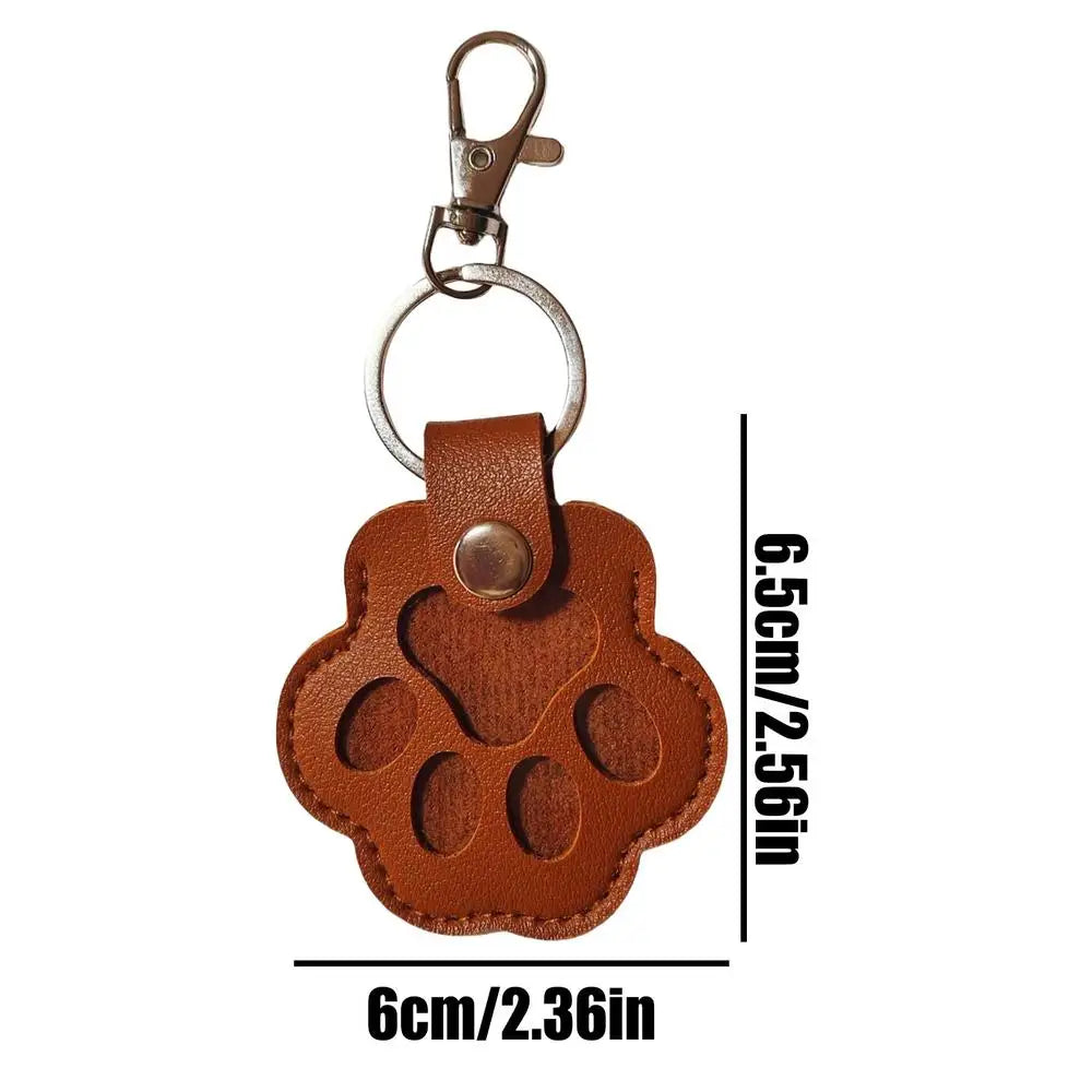 Pets Hair Storage Keychain Leather Paw Cat Puppy Keychains Hair Collector Pendant Keepsake Jewelry Charm Storage Collection Gift PawsnHeart