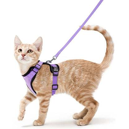 Cat Harness and Leash for Walking, Escape Proof Soft Adjustable Vest Harnesses for Cats, EasyControl PawsnHeart