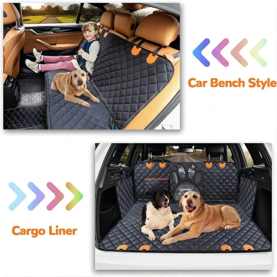 Dog Car Seat Cover for Back Seat, 100% Waterproof Dog Car Hammock with Visual Mesh Window and Side Zipper Car Seat & Door Protec PawsMagics
