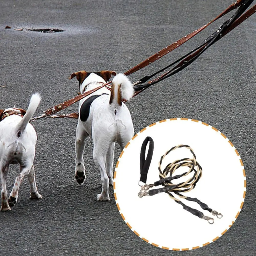 New Tangle-Free Swivel Double Bungee Leash Shock Absorbing Comfortable Dog Leashes Retractable Dog Rope Pet Accessories PawsnHeart