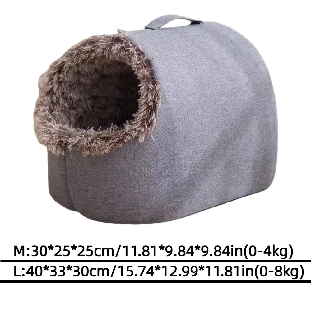 New Warm Winter Cat Bed Wrap Integrated Cat House Comfort with Handle Pet Cave Cats Dogs Furniture PawsnHeart