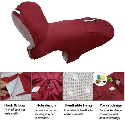 9 Sizes Dog Raincoat Small Medium Large Dogs Waterproof Hooded Jacket Rain Clothes with Reflective Stripe Outdoor Accessories PawsnHeart