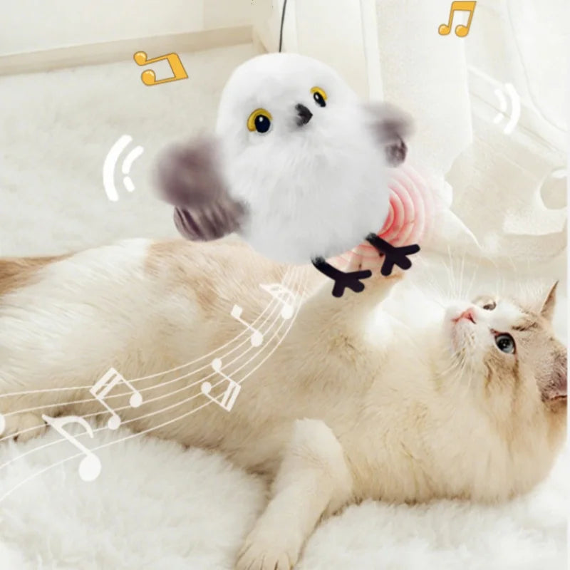 Fluttering and chirping bird cat toy