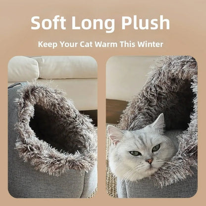 New Warm Winter Cat Bed Wrap Integrated Cat House Comfort with Handle Pet Cave Cats Dogs Furniture PawsnHeart