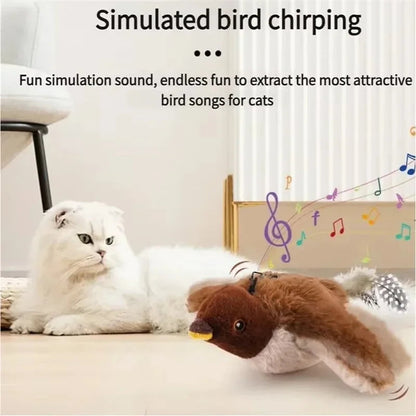 2 Styles Interactive Cat Toy Flapping Bird With Catnip Rechargeable Bird Cat Toys Touch Activated Fluffy Plush Toys For Cats PawsnHeart